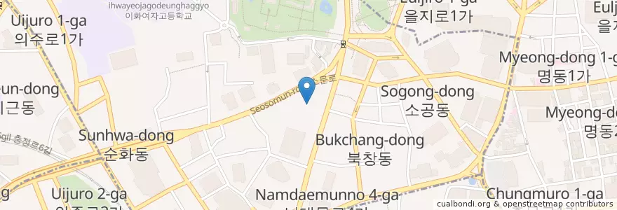 Mapa de ubicacion de 만족오향족발시청점 en 대한민국, 서울, 소공동.