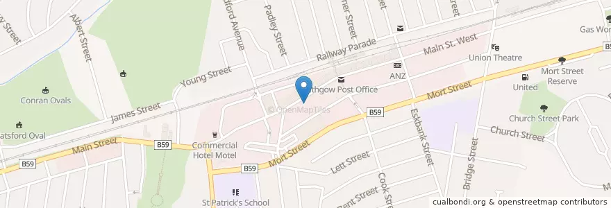Mapa de ubicacion de Lithgow Takeaway en Australia, New South Wales, Lithgow City Council.