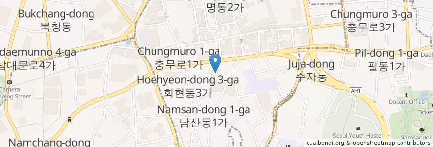 Mapa de ubicacion de 정화 아트센터 en 대한민국, 서울, 중구, 명동.