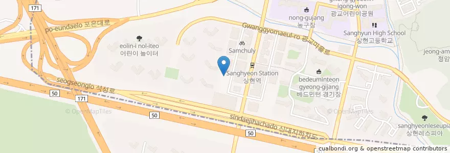 Mapa de ubicacion de CGV 광교상현 en South Korea, Gyeonggi-Do, Yongin-Si, 수지구.