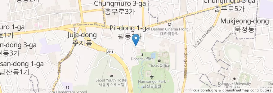 Mapa de ubicacion de 고수레 en 韩国/南韓, 首尔, 中區, 필동.
