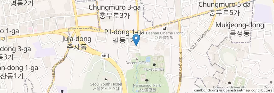 Mapa de ubicacion de 원님곰탕 en Zuid-Korea, Seoel, 중구, 필동.