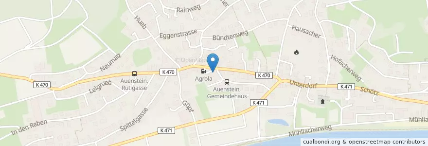 Mapa de ubicacion de Postagentur 5105 Auenstein Volg en Suíça, Aargau, Bezirk Brugg, Auenstein.