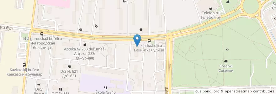 Mapa de ubicacion de Москва 115516 en Russia, Distretto Federale Centrale, Москва, Южный Административный Округ, Район Царицыно.
