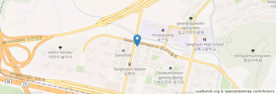 Mapa de ubicacion de 죠스떡볶이 en Südkorea, Gyeonggi-Do, 용인시, 수지구.