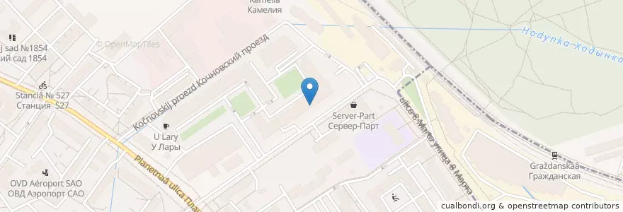 Mapa de ubicacion de Музей чизкейка en Rusland, Centraal Federaal District, Moskou, Северный Административный Округ, Район Аэропорт.