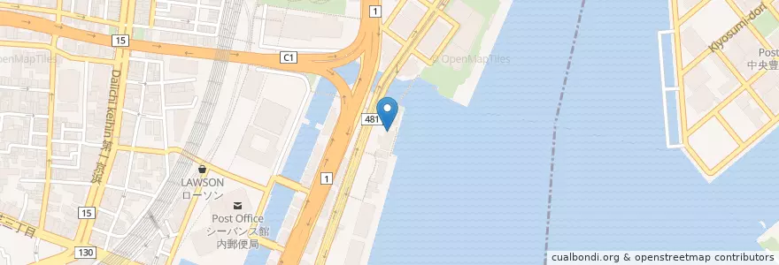 Mapa de ubicacion de 日の出桟橋 en Japon, Tokyo, 港区.