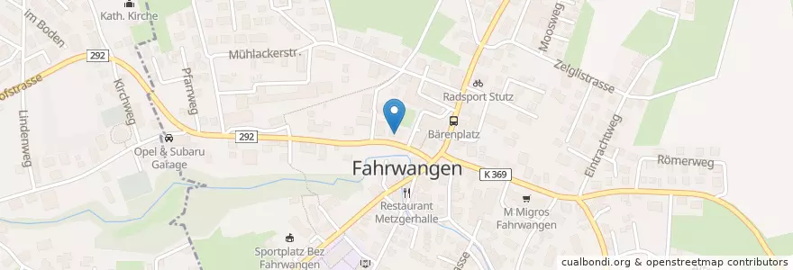 Mapa de ubicacion de TopPharm Fortuna Apotheke en سويسرا, Aargau, Bezirk Lenzburg, Fahrwangen.
