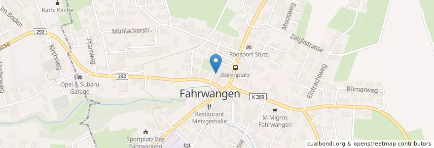 Mapa de ubicacion de Post Fahrwangen en Schweiz/Suisse/Svizzera/Svizra, Aargau, Bezirk Lenzburg, Fahrwangen.