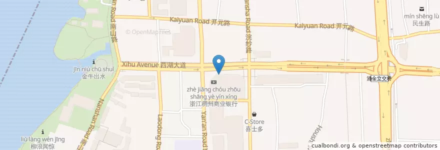 Mapa de ubicacion de 顺丰快递 en 中国, 浙江省, 杭州市, 上城区.
