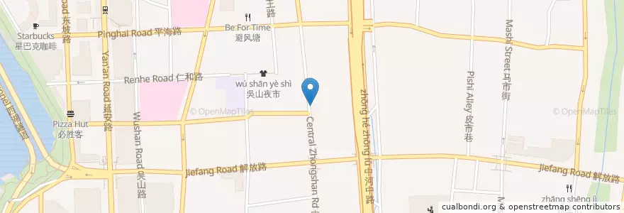Mapa de ubicacion de 江南春 en China, Zhejiang, Hangzhou, 上城区, 湖滨街道.