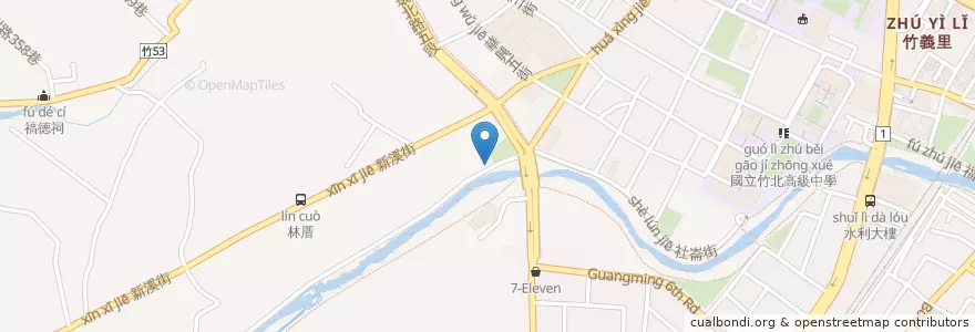 Mapa de ubicacion de 廖茶先生媽廟 en تايوان, مقاطعة تايوان, أقليم سين شو, 竹北市.