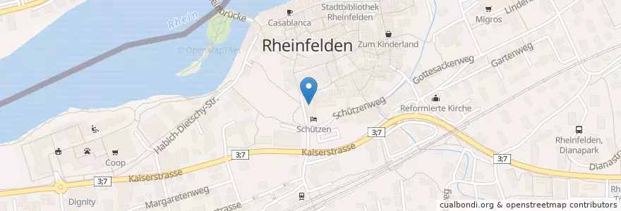 Mapa de ubicacion de Klinik Schützen Rheinfelden en Switzerland, Aargau, Bezirk Rheinfelden, Rheinfelden.