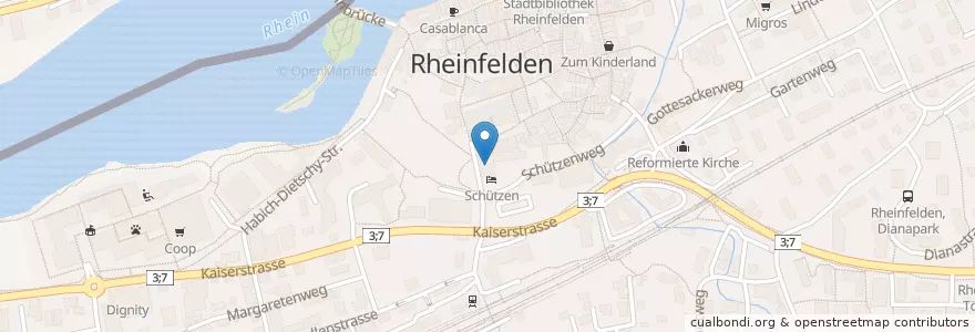 Mapa de ubicacion de Jazzclub Q4 en Svizzera, Argovia, Bezirk Rheinfelden, Rheinfelden.