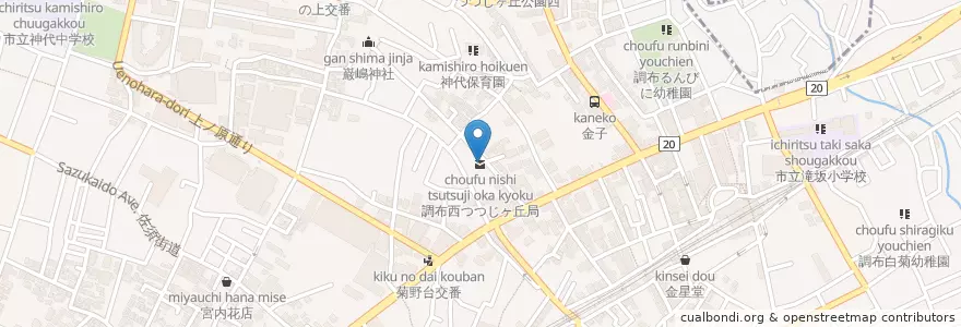 Mapa de ubicacion de 調布西つつじヶ丘局 en Jepun, 東京都, 調布市.