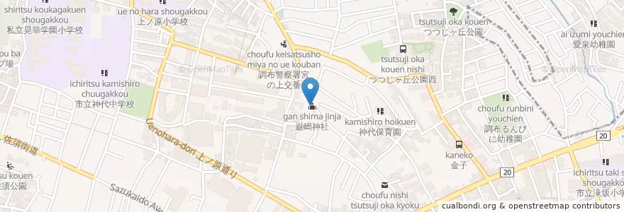 Mapa de ubicacion de 巌嶋神社 en 日本, 東京都, 調布市.