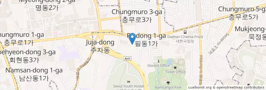 Mapa de ubicacion de 진수성찬 en Coreia Do Sul, Seul, 중구, 필동.