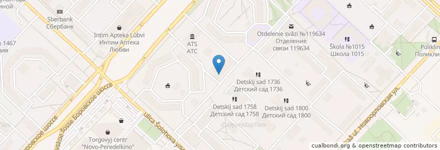 Mapa de ubicacion de Ozon Box en Rusia, Distrito Federal Central, Москва, Западный Административный Округ, Район Ново-Переделкино.