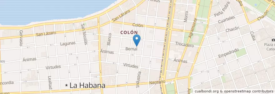 Mapa de ubicacion de Moneda nacional (bueno bueno) en Cuba, La Habana, Centro Habana.