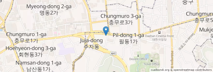 Mapa de ubicacion de 하나은행 en Coreia Do Sul, Seul, 중구, 필동.