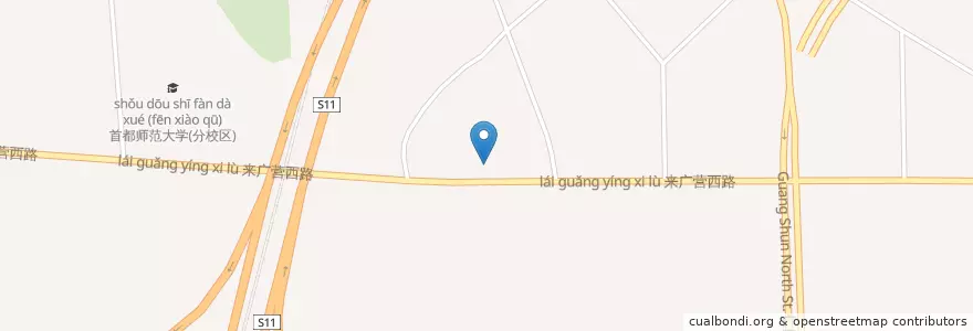 Mapa de ubicacion de 来广营关帝庙 en China, Beijing, Hebei, 朝阳区 / Chaoyang.