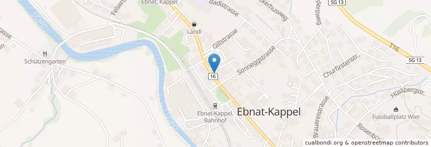 Mapa de ubicacion de Kafihus 12 en Suíça, Sankt Gallen, Wahlkreis Toggenburg, Ebnat-Kappel.