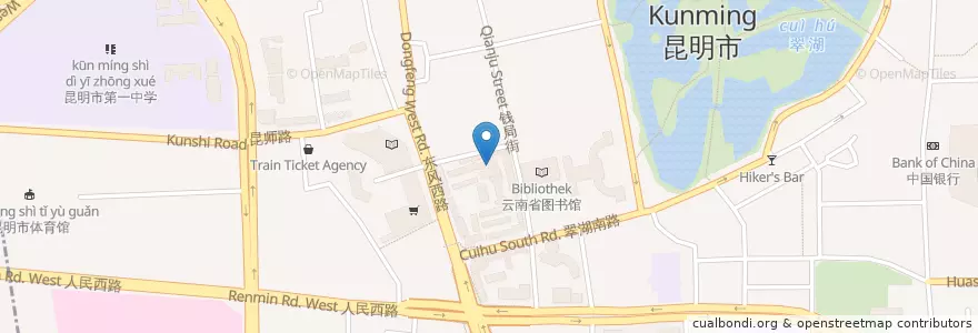 Mapa de ubicacion de 塞林格咖啡馆 en 중국, 윈난 성, 쿤밍 시, 五华区, 华山街道.