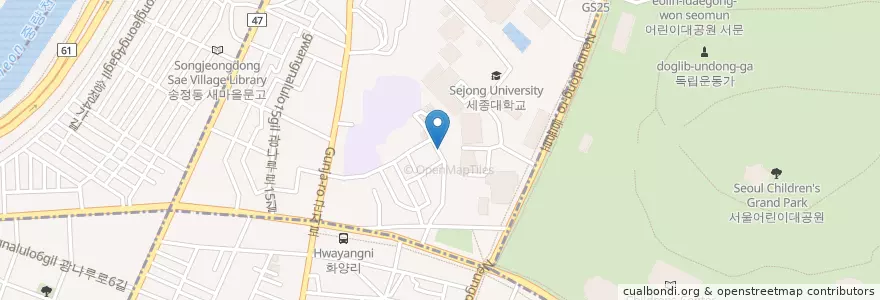 Mapa de ubicacion de 커피나무 어린이대공원역점 en 대한민국, 서울, 광진구, 군자동.