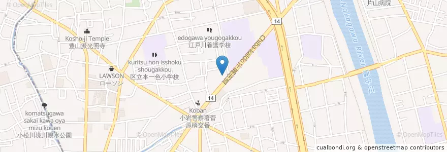 Mapa de ubicacion de デニーズ en 日本, 東京都, 江戸川区.