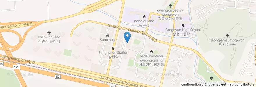 Mapa de ubicacion de 상하이스토리 en South Korea, Gyeonggi-Do, Yongin-Si, 수지구.