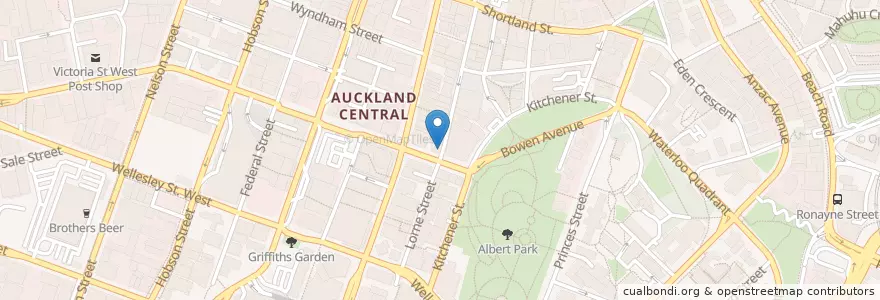Mapa de ubicacion de ASB en Yeni Zelanda, Auckland, Waitematā.
