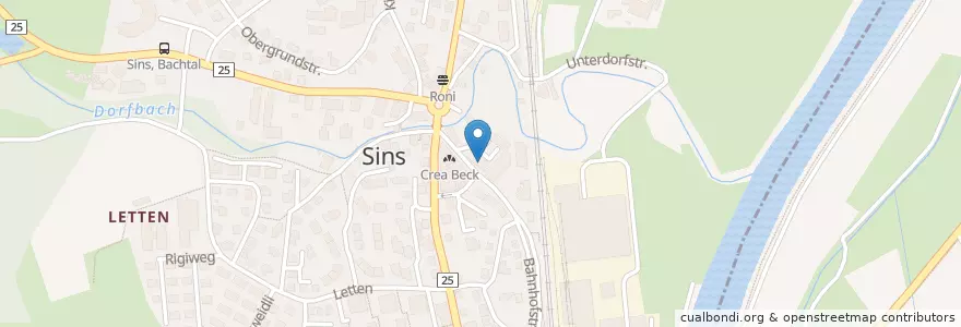 Mapa de ubicacion de Praxis Gruppe Sins en Svizzera, Argovia, Bezirk Muri, Sins.