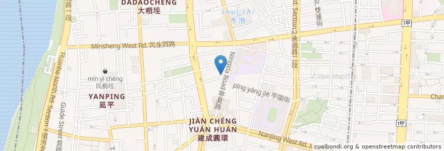 Mapa de ubicacion de A Zhong Yue style traditional beef river meal en Taiwan, New Taipei, Taipei, Datong District.