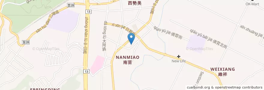 Mapa de ubicacion de 江技舊記餛飩店 en تايوان, مقاطعة تايوان, 苗栗縣, 苗栗市.