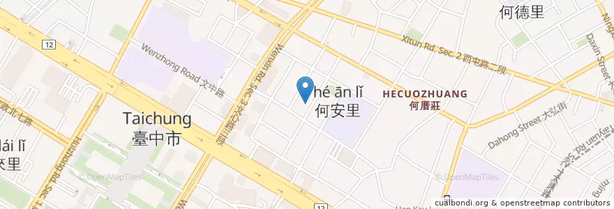 Mapa de ubicacion de 上劇團藝文工坊 en 타이완, 타이중 시, 시툰 구.