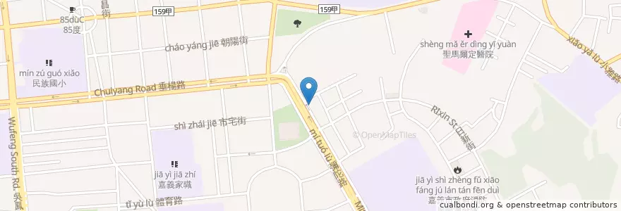 Mapa de ubicacion de 嘉義彌陀郵局 en تایوان, 臺灣省, 嘉義市, 嘉義縣, 東區.