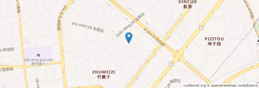 Mapa de ubicacion de 嘉義北社郵局 en 台湾, 台湾省, 嘉義市, 嘉義県, 西区.
