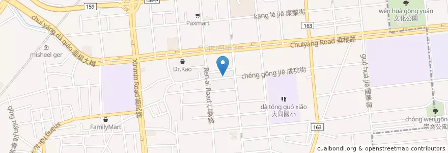 Mapa de ubicacion de 嘉義成功街郵局 en 台湾, 台湾省, 嘉義市, 嘉義県, 西区.