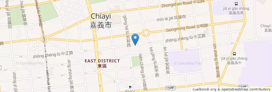 Mapa de ubicacion de 嘉義東門郵局 en تايوان, مقاطعة تايوان, شيا يي, مقاطعة شياي, 東區.