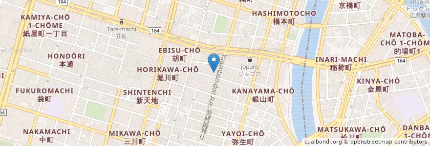 Mapa de ubicacion de みんみん en 日本, 広島県, 広島市, 中区, 南区.