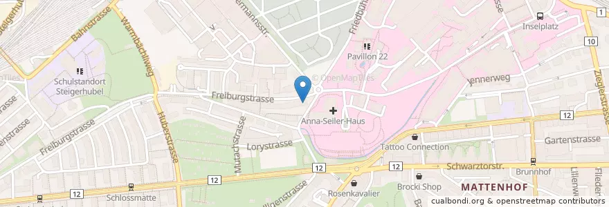 Mapa de ubicacion de Jeni Frisch Markt en Schweiz/Suisse/Svizzera/Svizra, Bern/Berne, Verwaltungsregion Bern-Mittelland, Verwaltungskreis Bern-Mittelland, Bern.