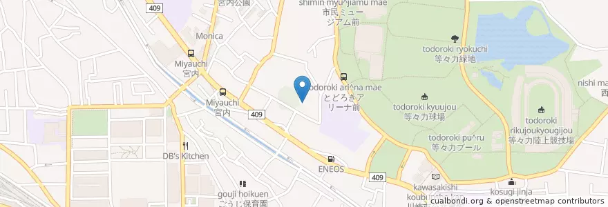 Mapa de ubicacion de 春日神社 en اليابان, كاناغاوا, 川崎市, 中原区.