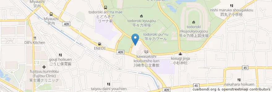 Mapa de ubicacion de 南駐車場 en Japan, Präfektur Kanagawa, 川崎市, 中原区.