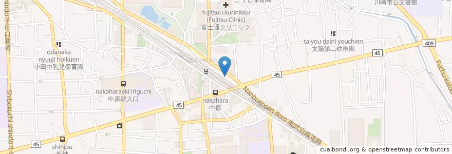 Mapa de ubicacion de とんかつ武蔵 (Tonkatsu Musashi) en Japonya, 神奈川県, 川崎市, 中原区.