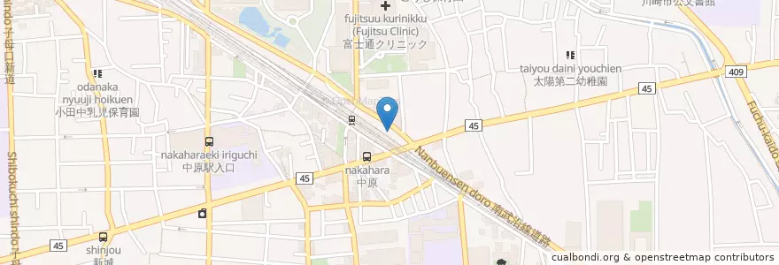 Mapa de ubicacion de ピアッチェーレ (Piaccele) en Japón, Prefectura De Kanagawa, Kawasaki, 中原区.