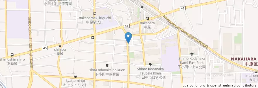 Mapa de ubicacion de ブリエ (Burie) en Япония, Канагава, Кавасаки, Накахара.