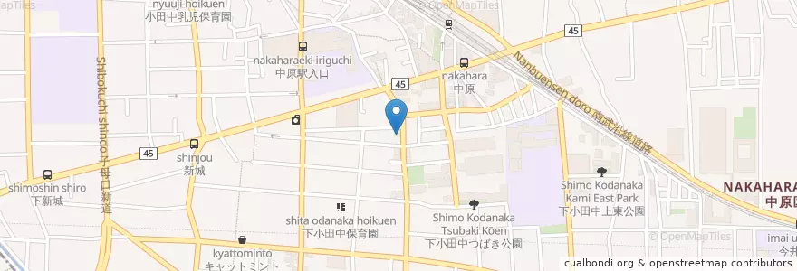 Mapa de ubicacion de 天しち (Tenshichi) en ژاپن, 神奈川県, 川崎市, 中原区.