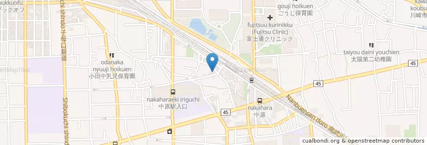 Mapa de ubicacion de 鈴や (Suzuya) en 日本, 神奈川県, 川崎市, 中原区.