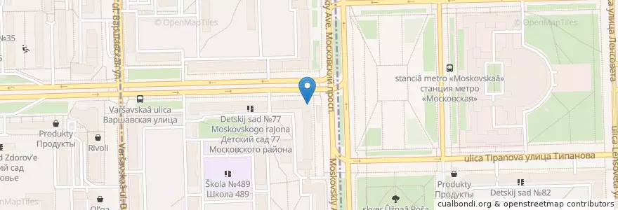 Mapa de ubicacion de Сбербанк en Russie, District Fédéral Du Nord-Ouest, Oblast De Léningrad, Saint-Pétersbourg, Московский Район, Округ Пулковский Меридиан.