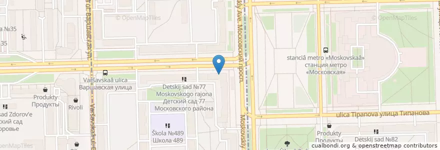 Mapa de ubicacion de Совкомбанк en ロシア, 北西連邦管区, レニングラード州, サンクト ペテルブルク, Московский Район, Округ Пулковский Меридиан.